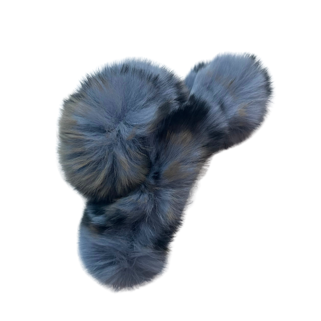 Blue/Black Fluffy Claw Clip